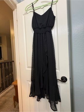 Honey and Rosie Black Swiss Dot Maxi Dress